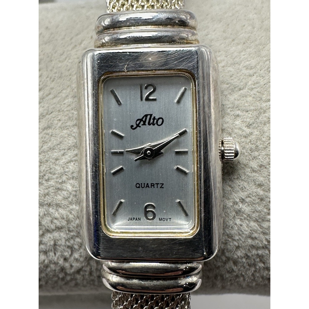 Alto Ladies Cuff Watch New Battery ALT112 18MM 6.5"‎ Silver Tone M21